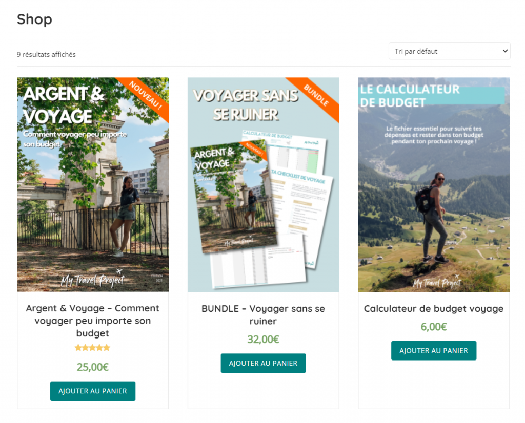 boutique en ligne my travel project